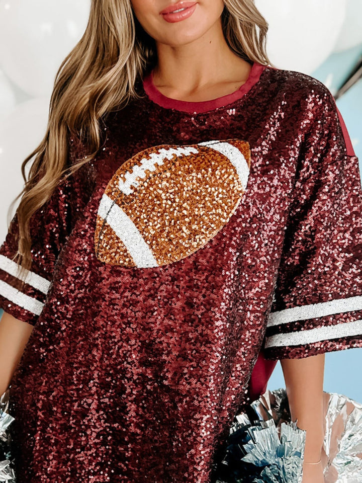 Fashion Sava | Sequin Football Top | Oversized Glam Style