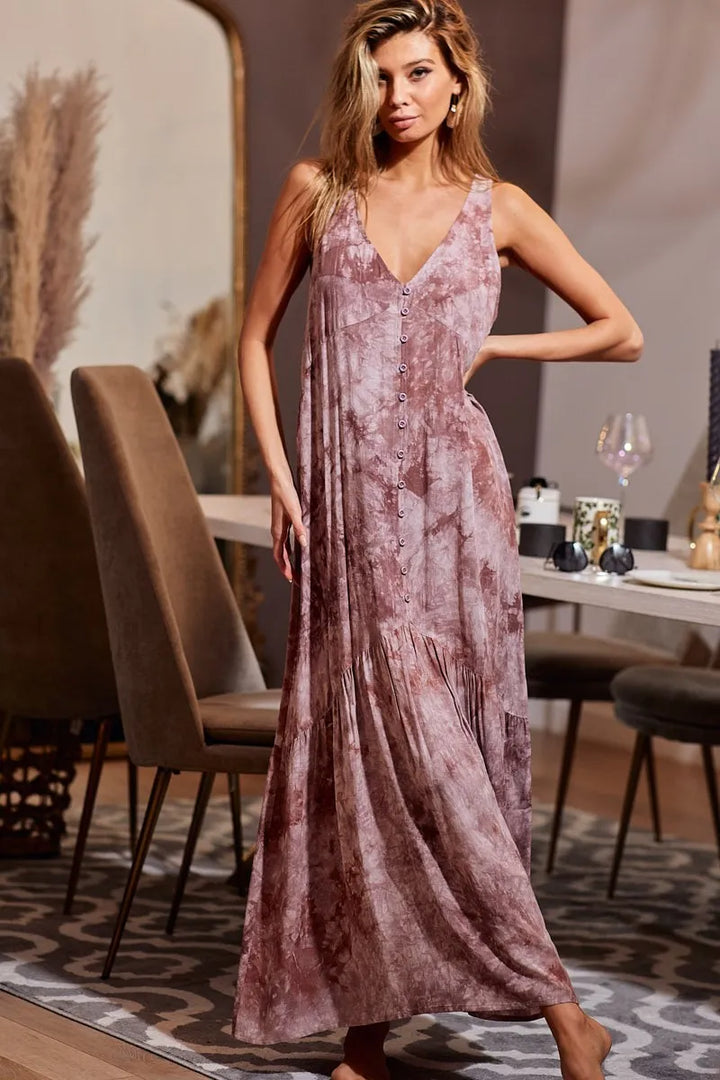 Fashion Sava | Tie-Dye V-Neck Dress | Perfect for Summer Outings