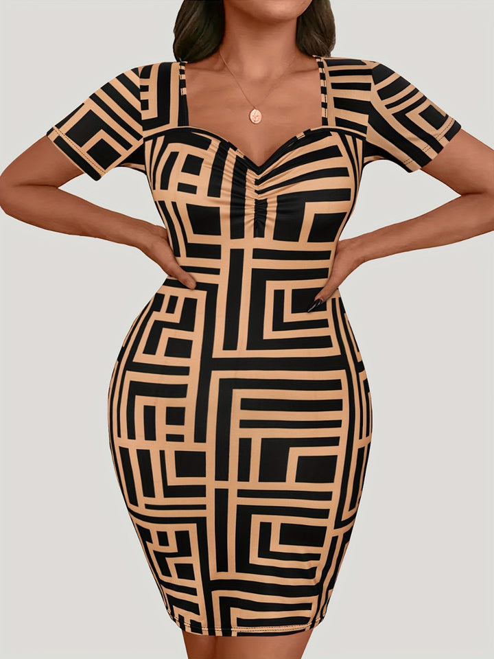 Fashion Sava | Sweetheart Mini Dress | Flattering Short Sleeve Style - Black