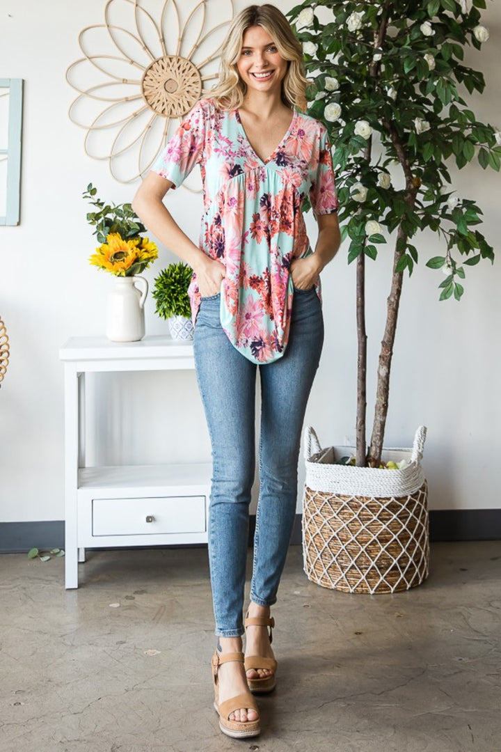 Fashion Sava | Floral V-Neck Blouse | Casual Elegance