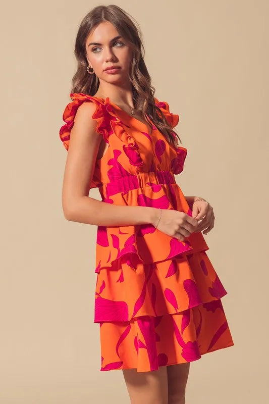 Fashion Sava | Floral V Neck Dress | Elasticized Waist Design