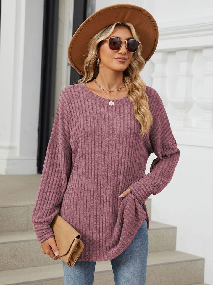 Fashion Sava | Ribbed T-Shirt | Versatile Long Sleeve Style