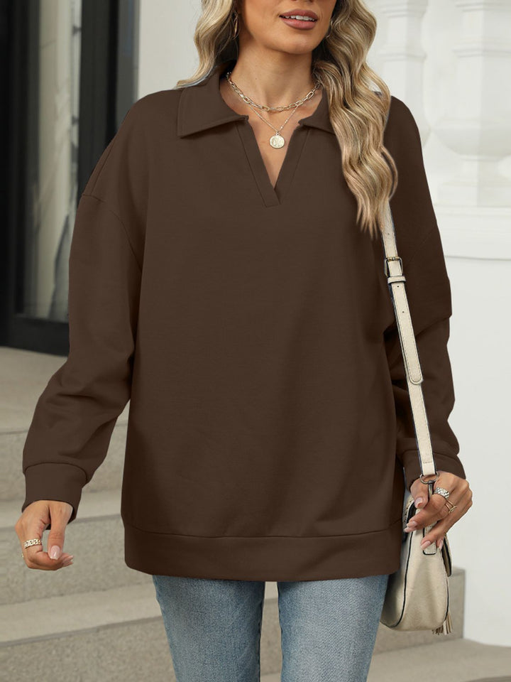 Fashion Sava | Johnny Collar Sweatshirt | Cozy Long Sleeve Style
