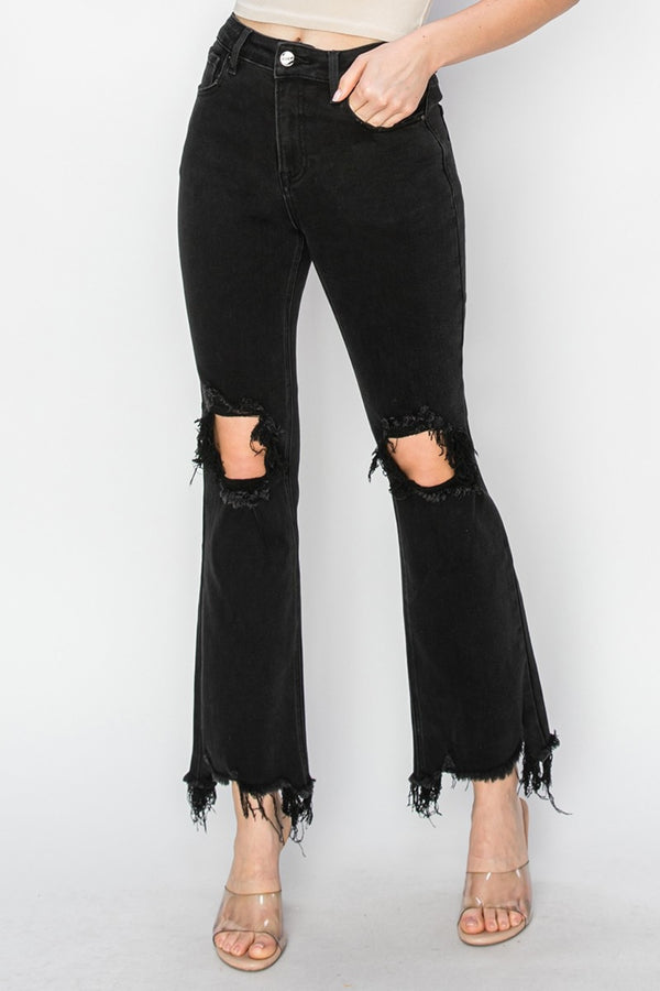 Fashion Sava | Distressed Raw Hem Jeans | Full Size with Pockets