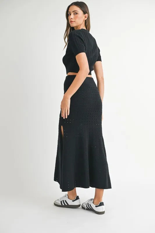 Fashion Sava | Crop Top & Skirt Set | Chic Pointelle Design
