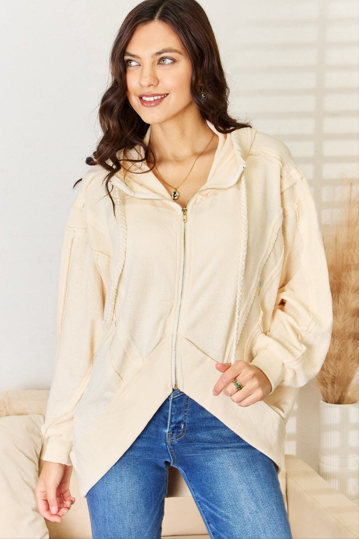 Fashion Sava | High-Low Hem Hoodie | Versatile Zip-Up Design