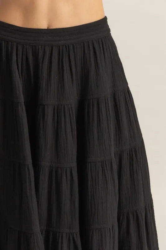 Fashion Sava | Tiered Midi Skirt | Double Gauze with Pockets