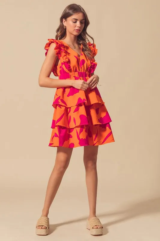 Fashion Sava | Floral V Neck Dress | Elasticized Waist Design