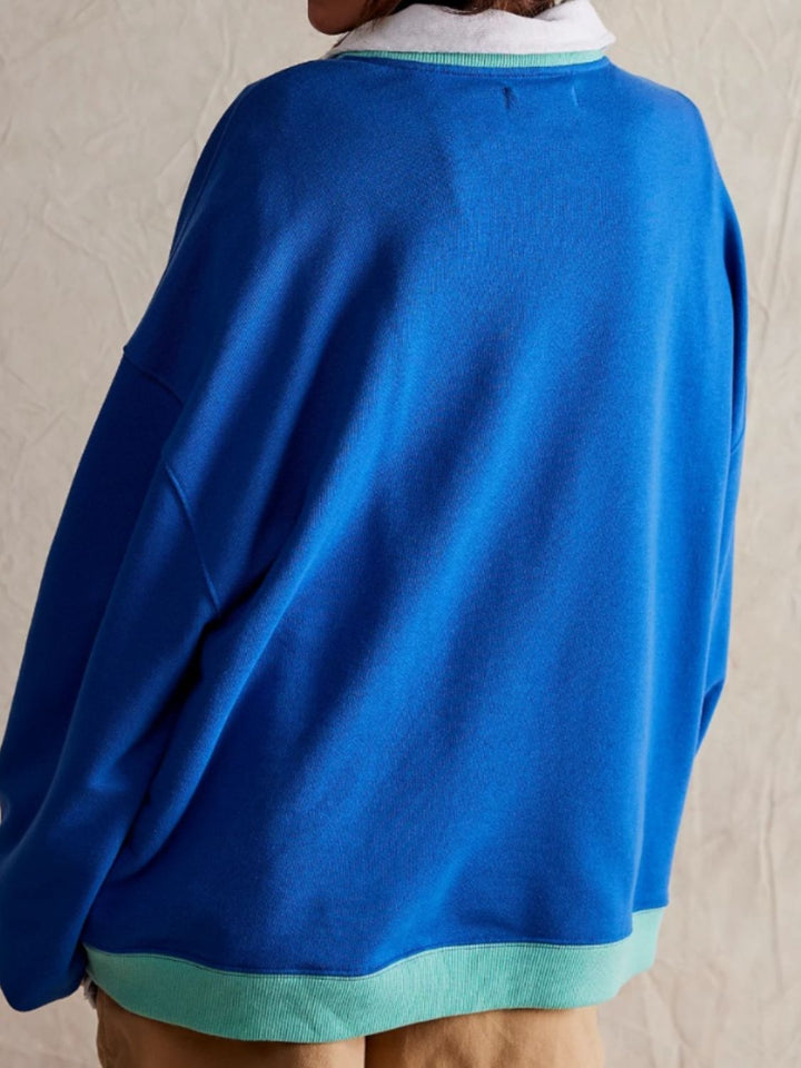 Fashion Sava | Contrast Trim Sweatshirt | Cozy Long Sleeve Style