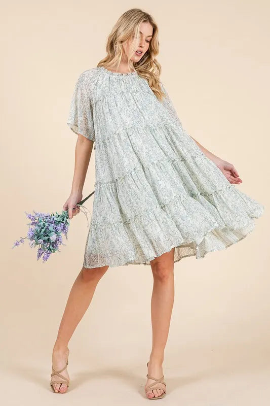 Fashion Sava | Floral Mini Dress | Sheer Ruffle Detail