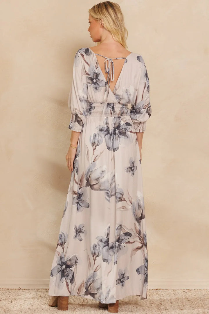 Fashion Sava | Floral Maxi Dress | Open Tie Back Design
