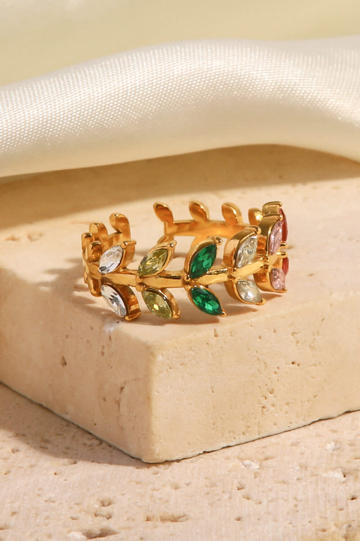 Fashion Sava | Leaf Open Ring | 18K Gold-Plated Elegance