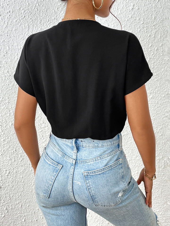 Fashion Sava | Surplice Bodysuit | Ruched Elegance