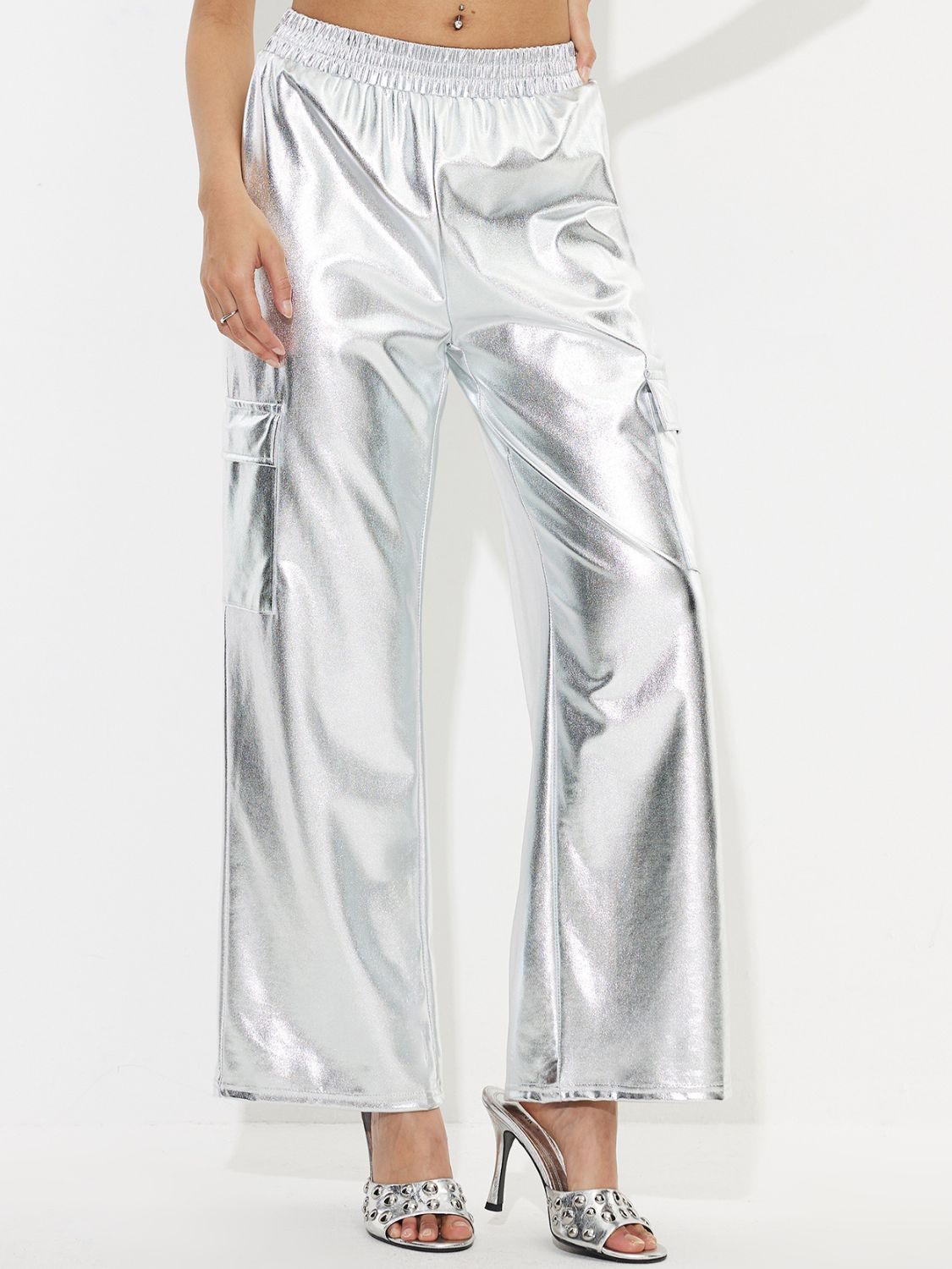 Elastic Waist Wide Leg Pants