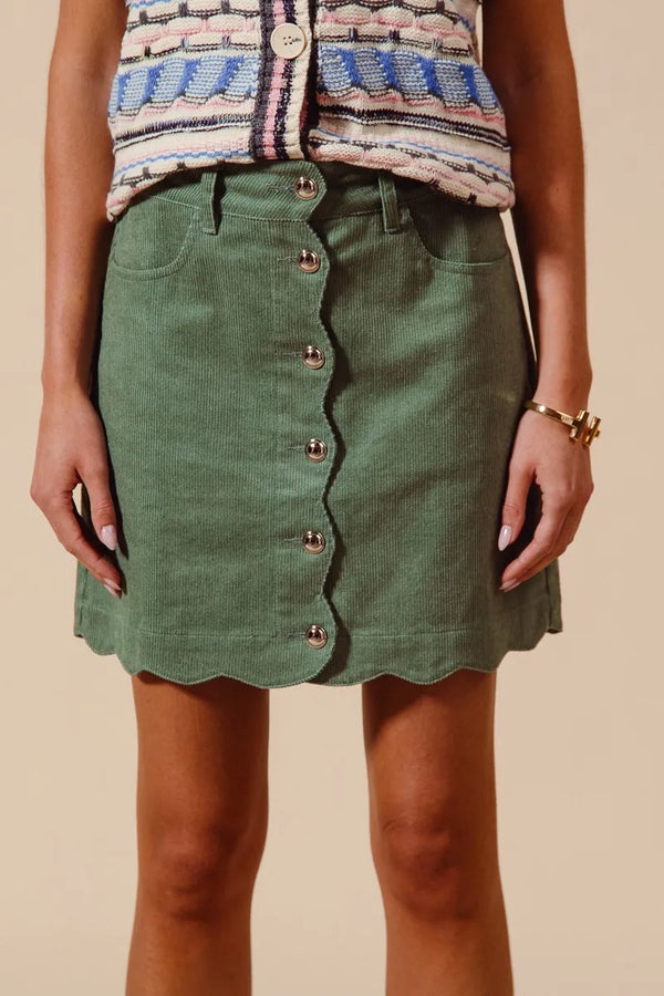 Fashion Sava | Corduroy Mini Skirt | Buttoned Front Design