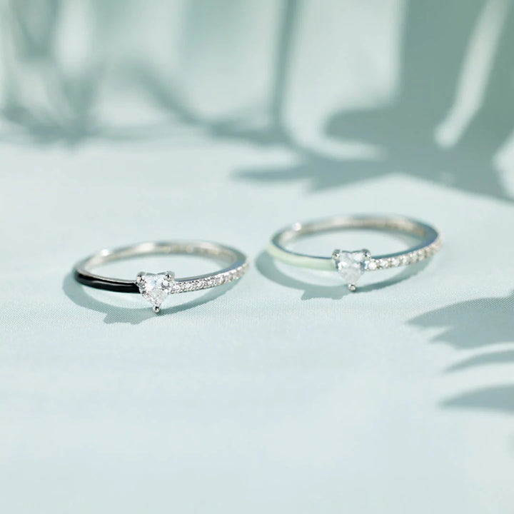 Fashion Sava | Zircon Enamel Ring | Heart Shape Design