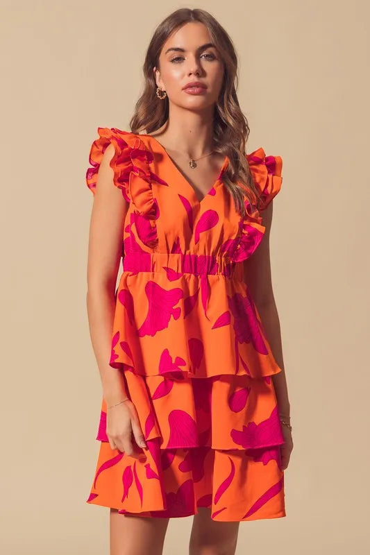 Fashion Sava | Floral V Neck Dress | Elasticized Waist Design