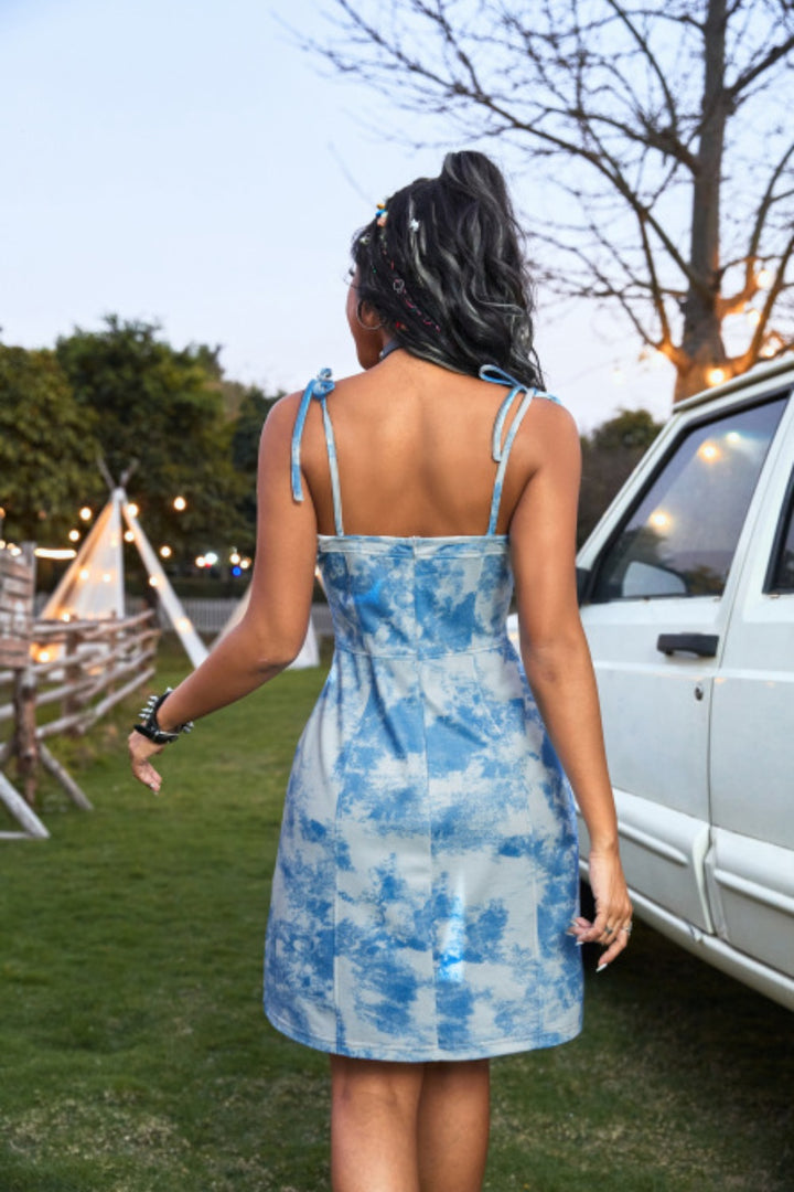 Fashion Sava | Tie-Dye Mini Cami Dress | Summer Casual Style - Sky Blue