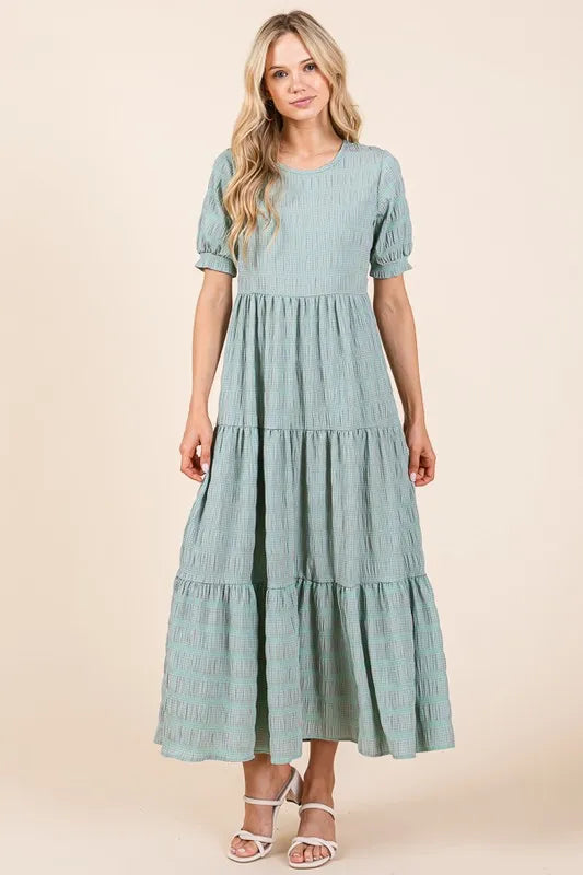 Fashion Sava | Textured Tiered Dress | Effortless Elegance