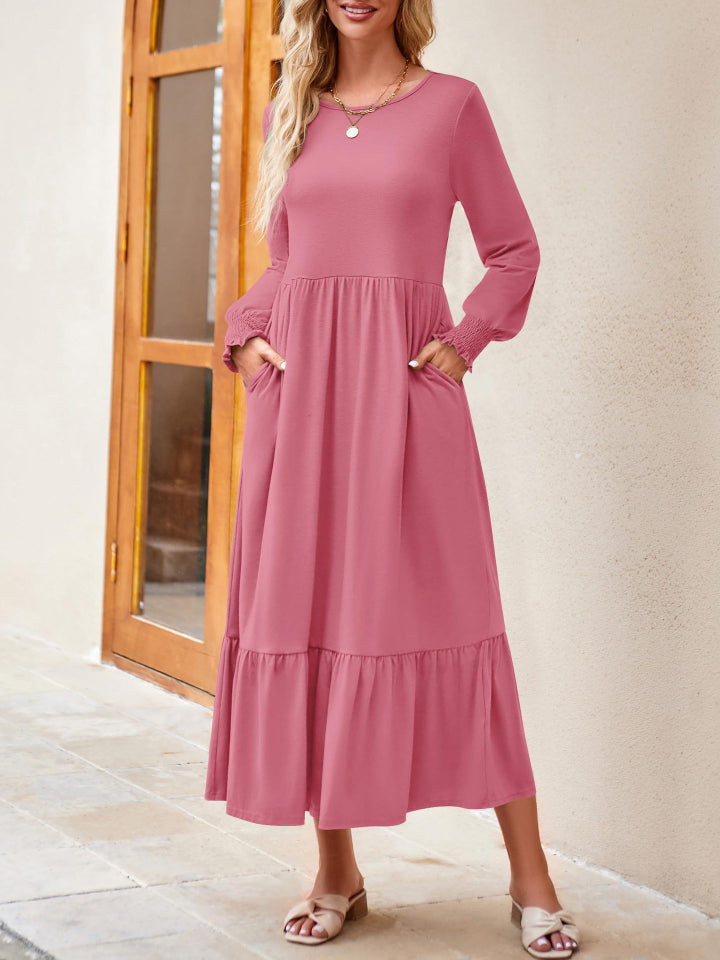 Fashion Sava | Lantern Sleeve Dress | Ruffle Hem Style - Black