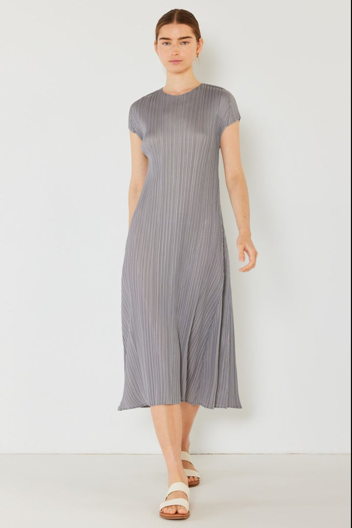 Fashion Sava | Pleated Cap Sleeve A-Line Dress | Elegant Swimwear - Gray Brown