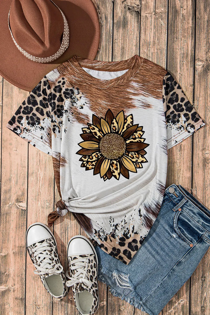 Fashion Sava | Sunflower T-Shirt | Casual Round Neck Style