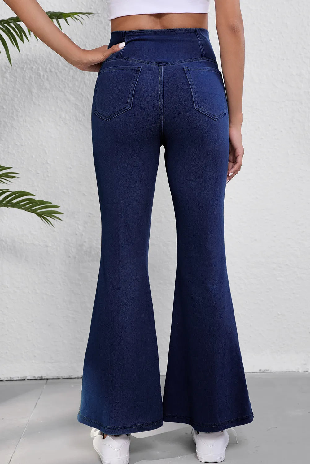 Asymmetric Waist Flare Jeans