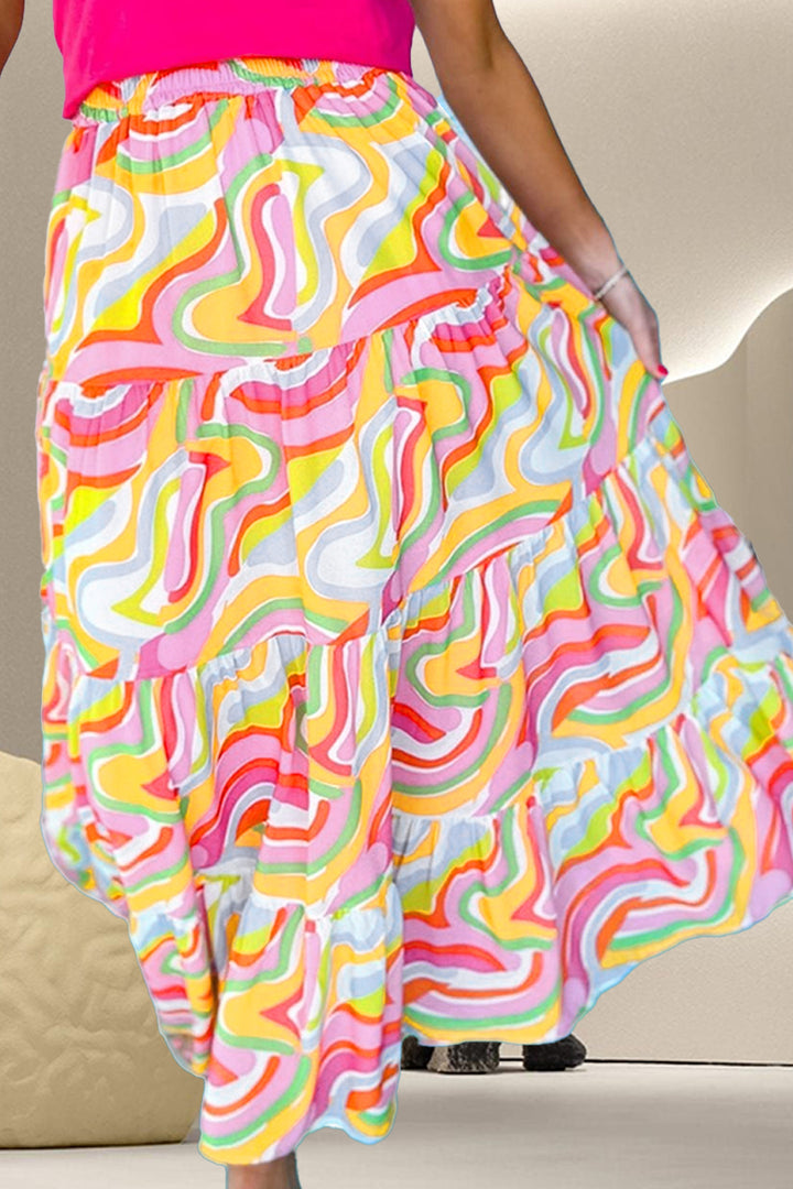 Fashion Sava | Printed Skirt | Elastic Waist Comfort