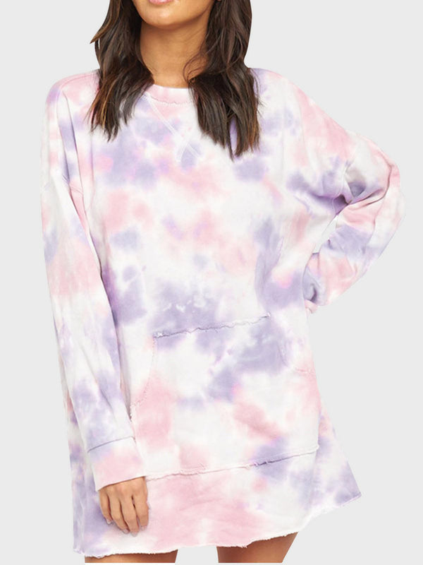 Fashion Sava | Tie-Dye Pocket Dress | Casual Everyday Wear - Blush Pink