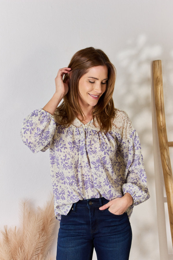 Fashion Sava | Lace Detail Blouse | Elegant Printed Design