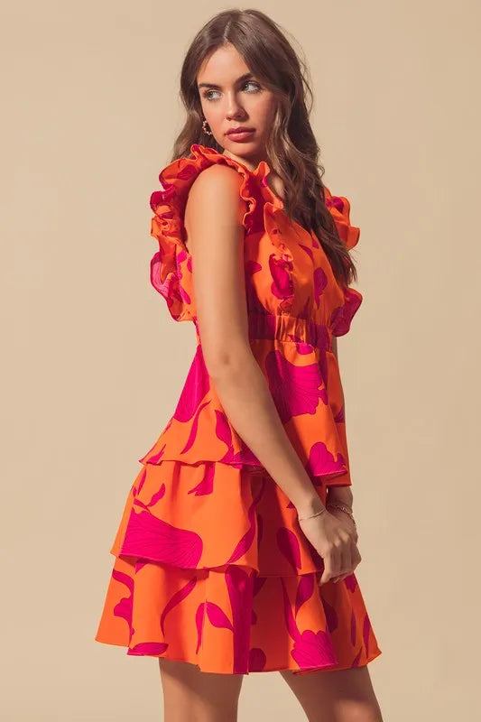 Fashion Sava | Floral V Neck Dress | Elasticized Waist Design