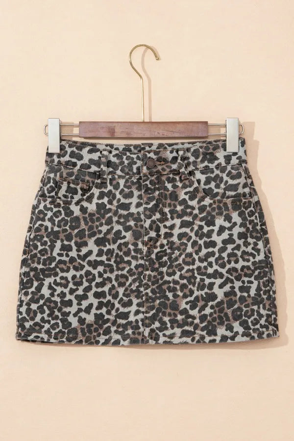 Fashion Sava | Leopard Denim Mini Skirt | Trendy Casual Wear