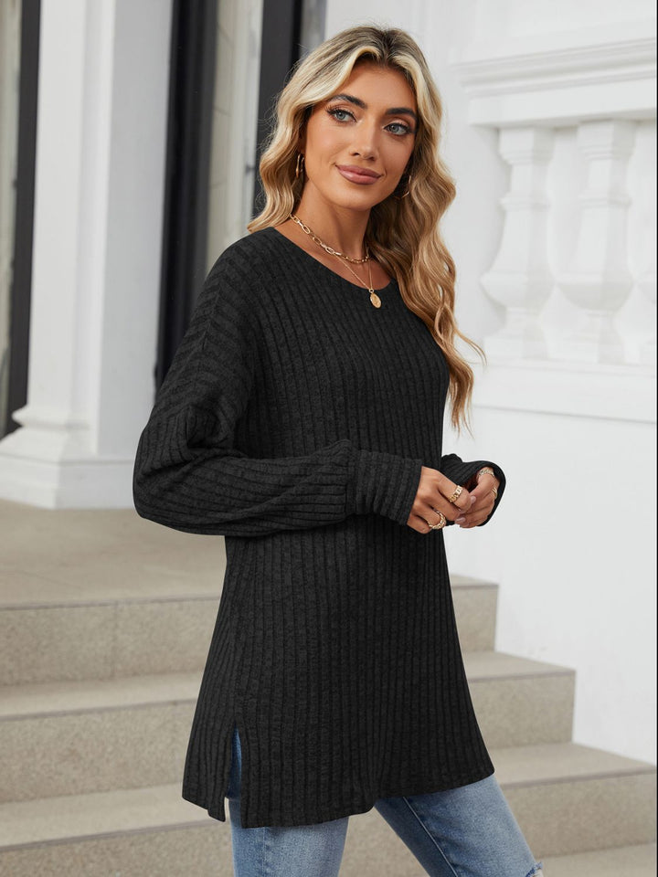 Fashion Sava | Ribbed T-Shirt | Versatile Long Sleeve Style