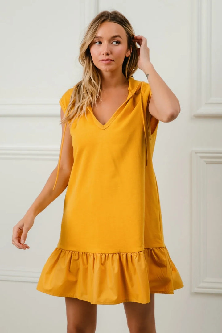 Fashion Sava | Ruffled Hooded Dress | Cozy French Terry Style