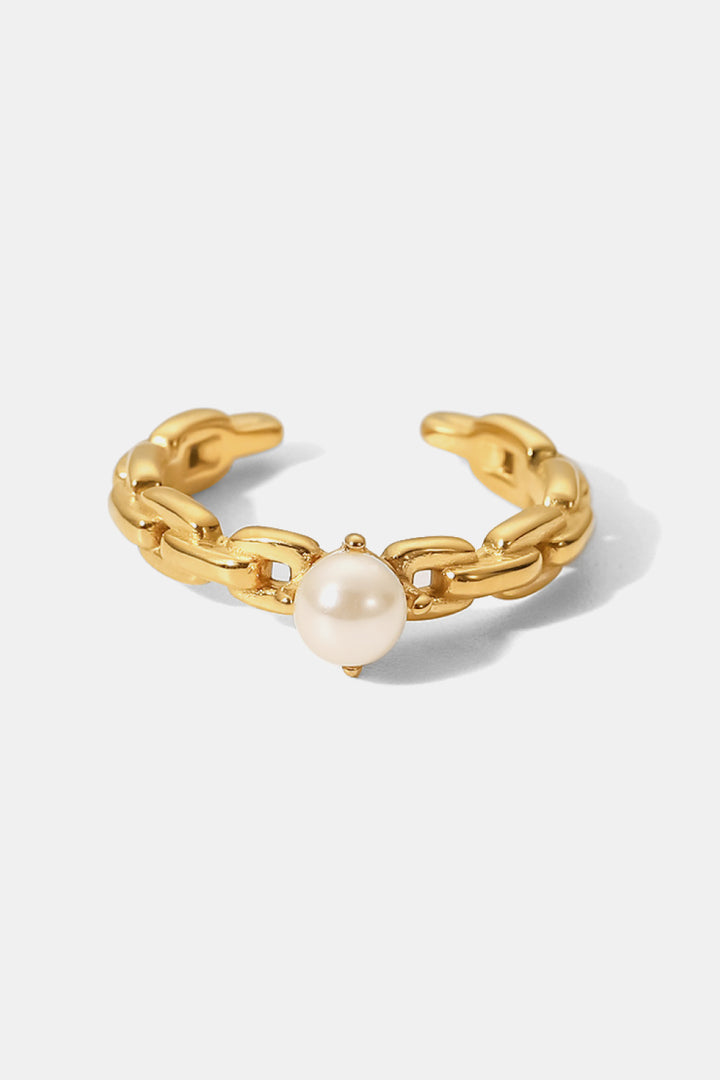 Fashion Sava | Pearl Open Ring | Adjustable Stainless Steel