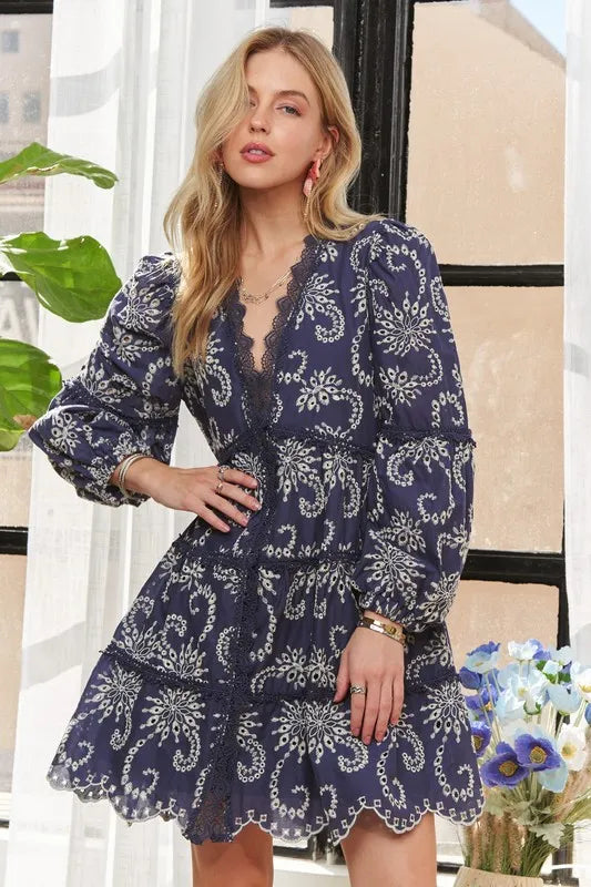 Fashion Sava | Puff Sleeve Dress | Elegant Floral Design