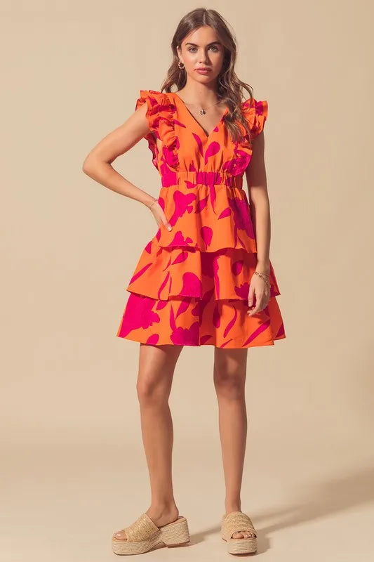 Fashion Sava | Floral V Neck Dress | Elasticized Waist Design