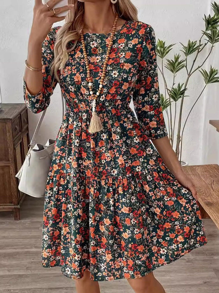 Fashion Sava | Floral Frill Dress | Casual Elegance - Black Forest