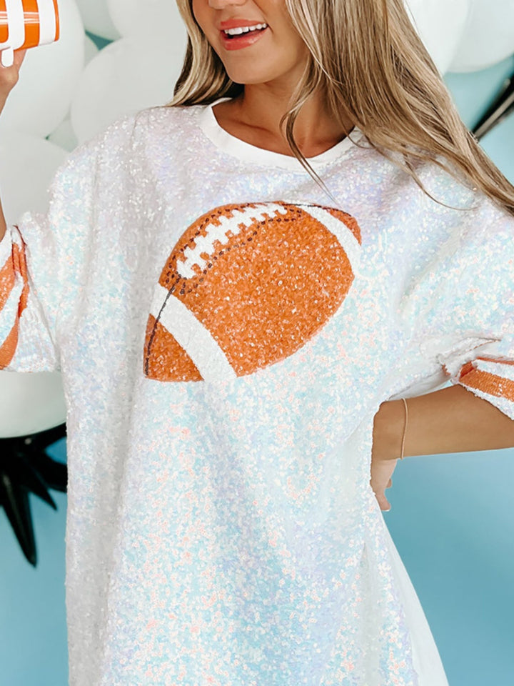 Fashion Sava | Sequin Football Top | Oversized Glam Style