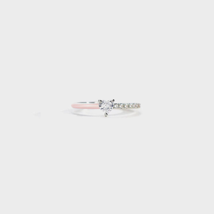 Fashion Sava | Zircon Enamel Ring | Heart Shape Design