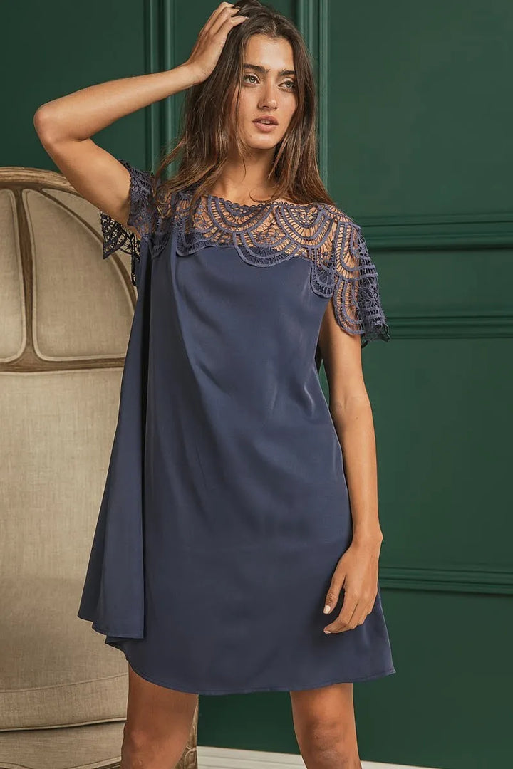 Fashion Sava | Crochet Lace Dress | Elegant Wrinkle-Free Style