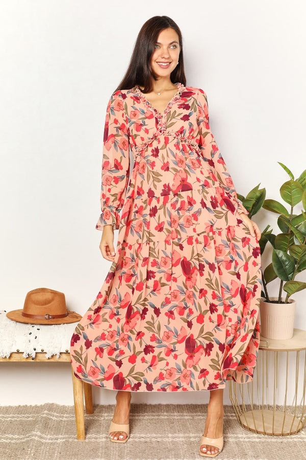 Fashion Sava | Floral Frill Maxi Dress | Elegant Occasion Wear - Floral