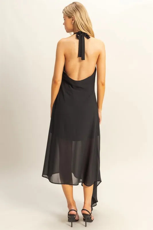 Fashion Sava | Halter Dress | Asymmetrical Hem Design