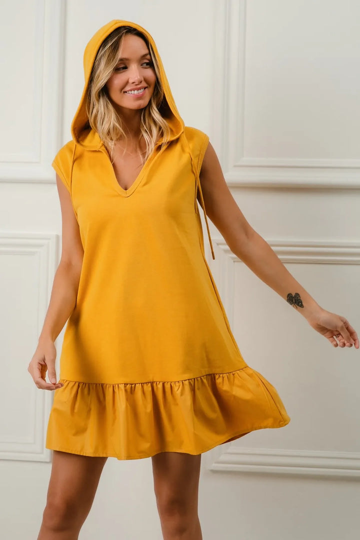 Fashion Sava | Ruffled Hooded Dress | Cozy French Terry Style