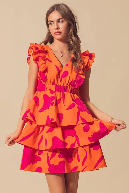 Fashion Sava | Floral V Neck Dress | Elasticized Waist Design