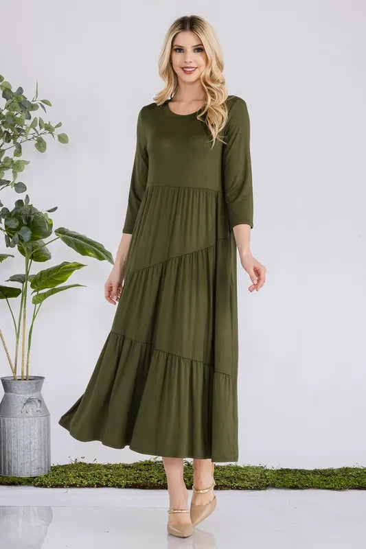 Fashion Sava | Asymmetric Midi-Dress | Plus Size Elegance