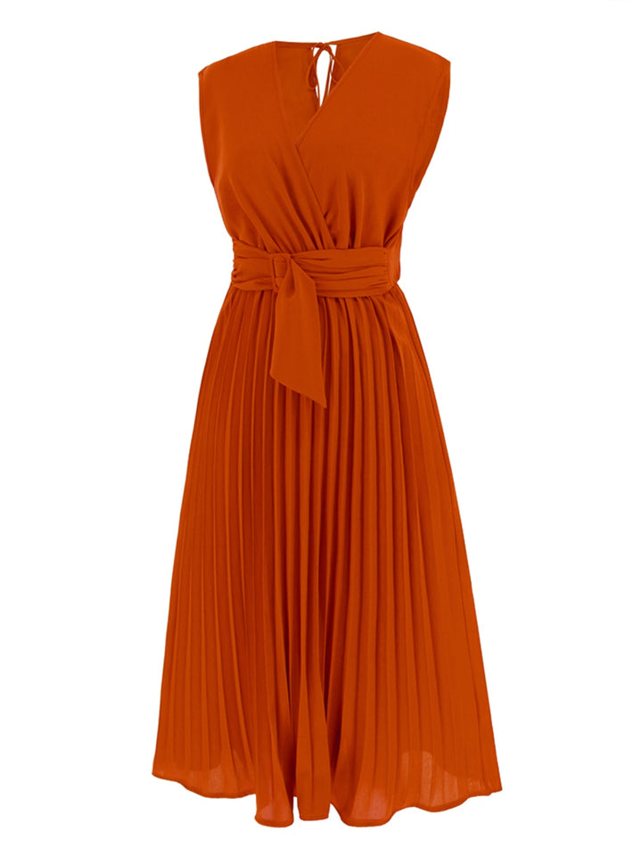Fashion Sava | Surplice Pleated Dress | Chic Tank Style - Black