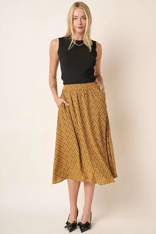 Fashion Sava | Printed Midi Skirt | Elegant Everyday Wear