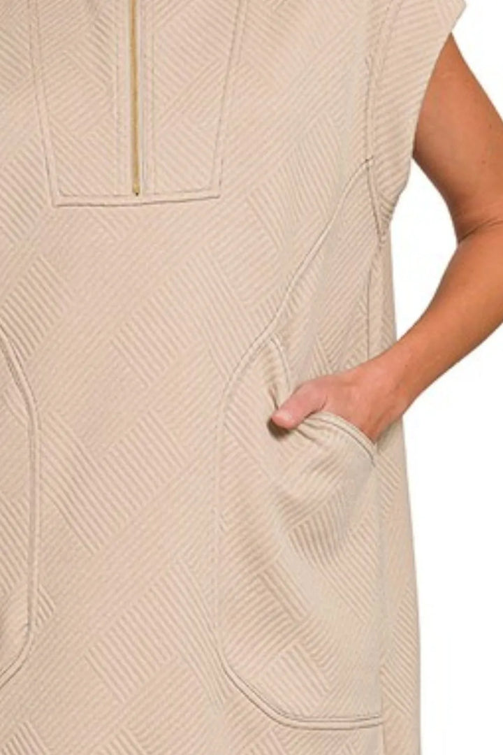 Fashion Sava | Knit Jacquard Mini Dress | Quarter Zipper Style