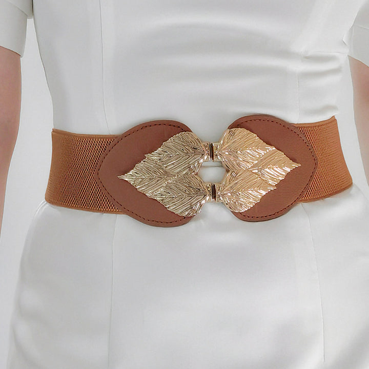 Fashion Sava | Elastic Belt | Alloy Leaf Buckle Design